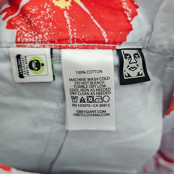 Obey Light Blue Floral Marino Shorts Size 28 - Picture 6 of 10